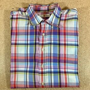 Alan Paine England Mens (L) Pink Plaid 100% Cotton Button Up Long Sleeve Preppy
